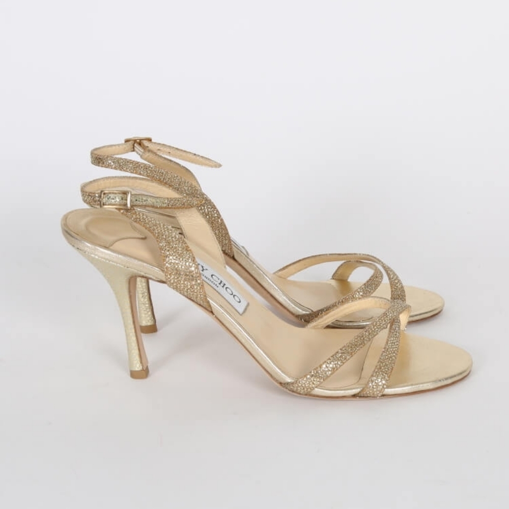 Jimmy Choo Silver Glitter Slingback Heels - Picture 9 of 12